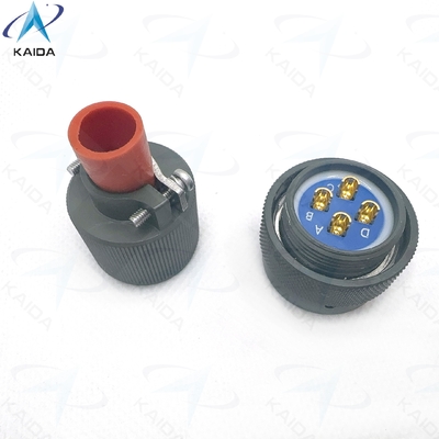 Sicherer und langlebiger runder elektrischer Steckverbinder -55 °C bis 125 °C für industrielle Anwendungen, Y50EX-1404TK02L, Y50EX-Serie Stecker mit gerader Kabelklemme, olivgrün eloxiert