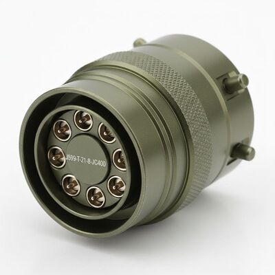 Aluminium MIL DTL 38999 kundenspezifischer kreisförmiger Stecker mit 8 Pins für HF-Kontakte.J599-T-21-8-JC400