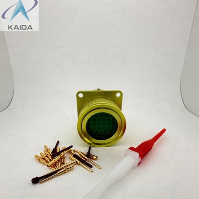 Crimp-Kontakt Typ ZH23-32/27B-1-B Bajonettkupplungssteckverbinder. ZH23-32/27B-1-B. Aluminium mit eloxierter gelber Beschichtung